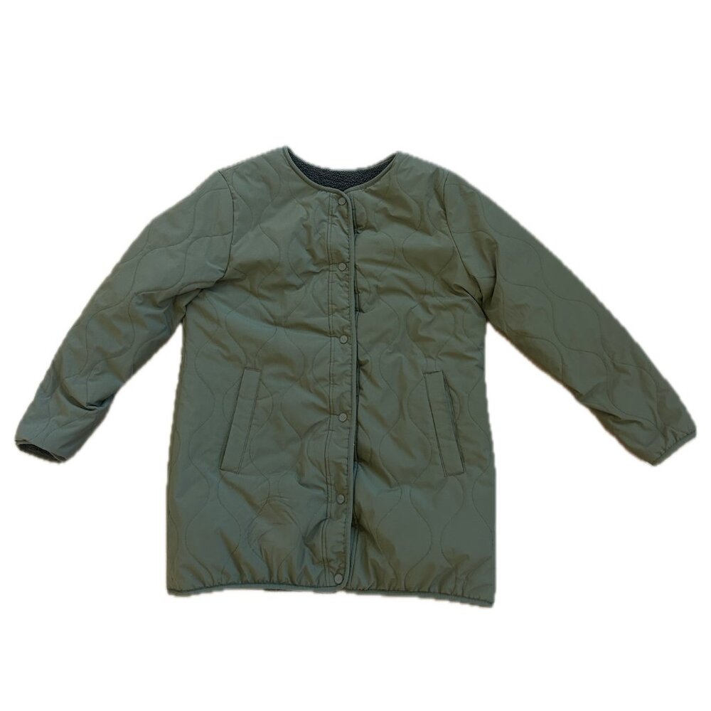 Koolaburra by UGG Reversible Maya Quilted Sherpa Jacket Olive Cream